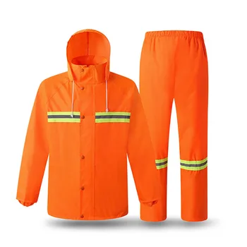 

Bright color Reflective Rain Suit Hooded Long Sleeve Jacket Pants Kit High Visibility Windproof Waterproof Raincoat Outwear Suit