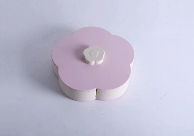 Двойной Слои в форме лепестка Вращающийся Конфеты коробочка, мыльница поднос для закусок пять сетки Сухофрукты чехол Пластик контейнер - Цвет: Small Single pink