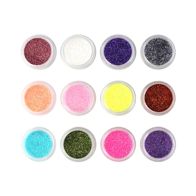 Newcome 12 Color/Set Nail Art Decorations Velvet Flocking Powder Color Sequins Nail Art Glitter Nails DIY Decoration Tips No.2