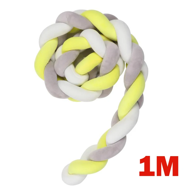 Yellow 1M 1 м/2 м ручная работа, бампер для новорожденной кровати, чистый тканый плюшевый узел, бампер для кроватки, детская кровать, защита для кроватки, декор для детской комнаты - Цвет: Yellow 1M