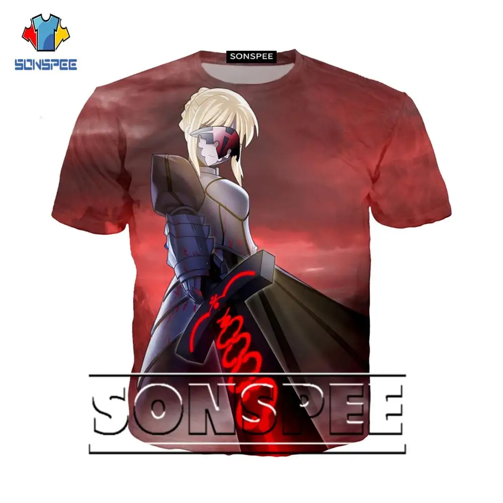 Футболка fate stay night Мужская/женская с 3D принтом Повседневная рубашка коротким