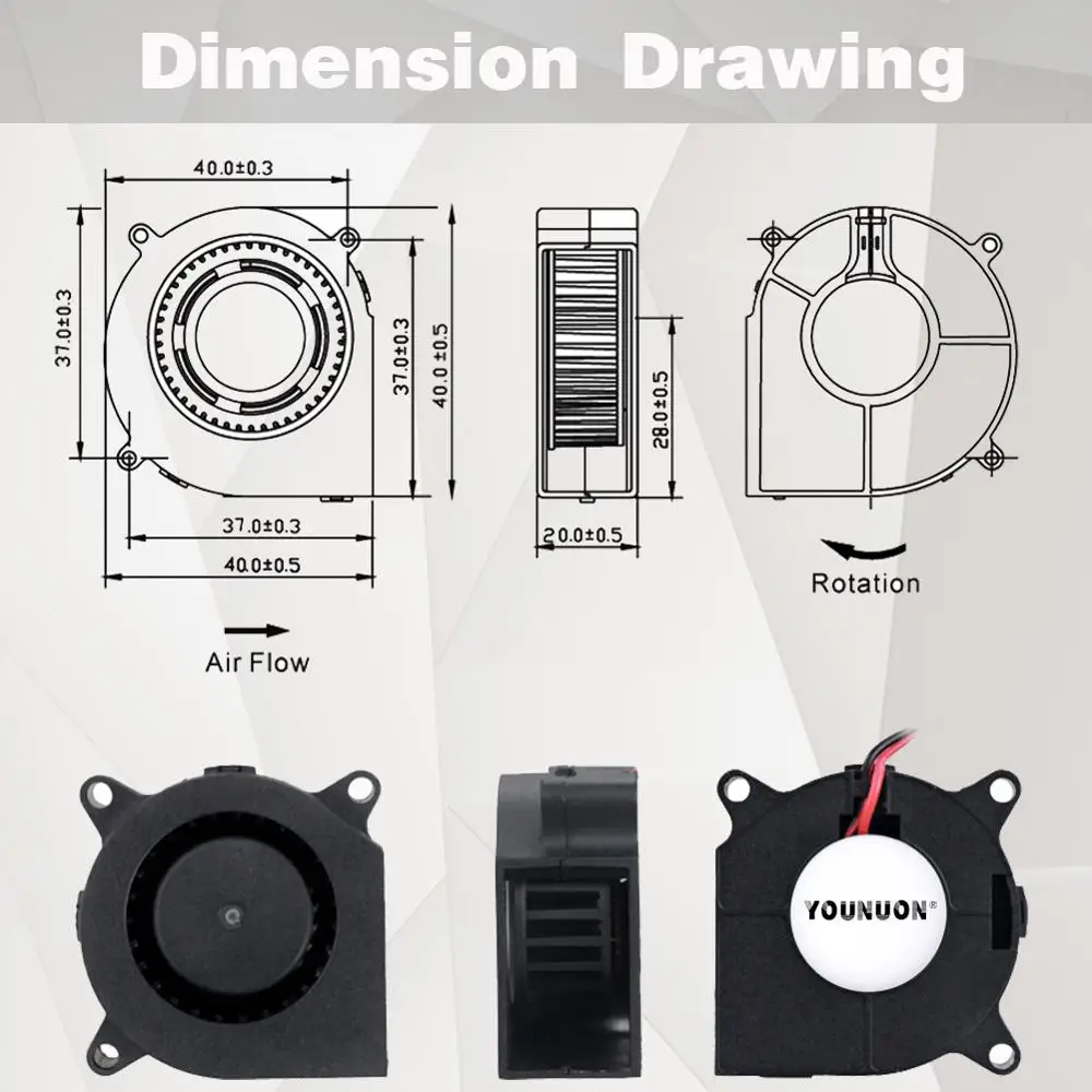 2 шт. YOUNUON 3d вентилятор для принтера 40 мм 4020 турбонагнетатель 24 в 12 В 5 в шарикоподшипник охлаждающий вентилятор 40 мм x 40 мм x 20 мм для 3D-принтера