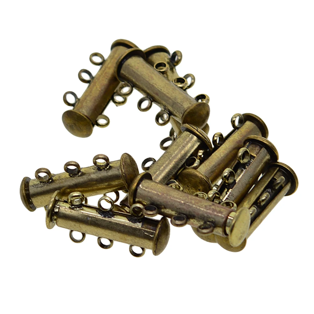 10 Pcs 3 Strand Magnetic Slide Lock Tube Bead Loom Clasps End Cap Connector Jewelry Findings Bronze | Украшения и аксессуары
