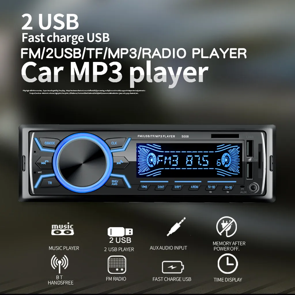 Многоцветный ЖК дисплей Dc12v автомобильный Многофункциональный Bt Автомобильный