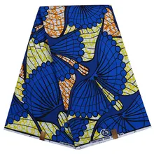 Синий веер крыло африканская ткань воск Новая двухсторонняя Батик-окрашенная двухсторонняя печатная ткань полиэстер Обычная