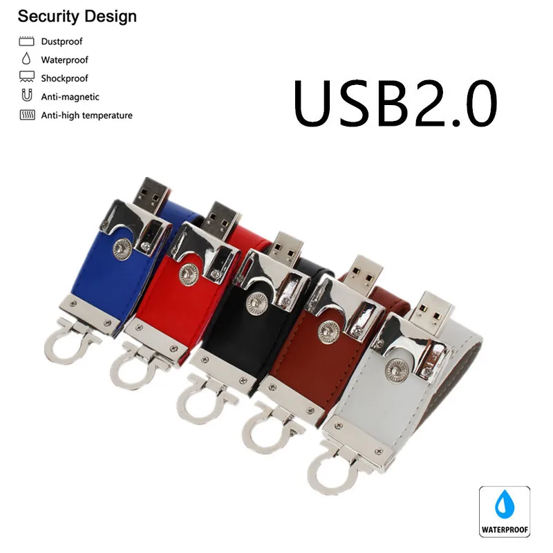 Usb флеш-накопитель 4 ГБ 8 ГБ кожаный мини металлические ручки для подарков, 16 Гб флэш диск на ключ USB флэш-накопитель 32GB брелок Usb 64 ГБ флэш-накопитель 128 ГБ