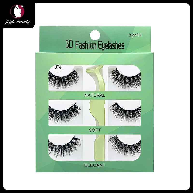 

3D Faux Mink Lashes 2020 NEW Fluffy Eyelashes natural false Eyelash 3pairs Handmade Long Lasting Thick Lash Extension Tweezers