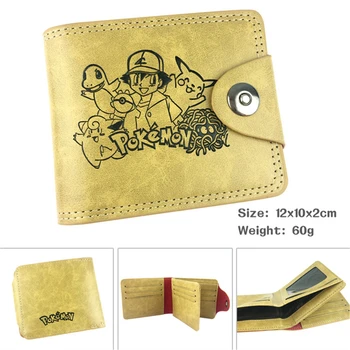 

Anime Pokemon Pikachu Leather Wallet Zip Coin Pocket Men's Boys Short Khaki PU Photo Credit Cards Holder Casual Hasp Purse Gifts