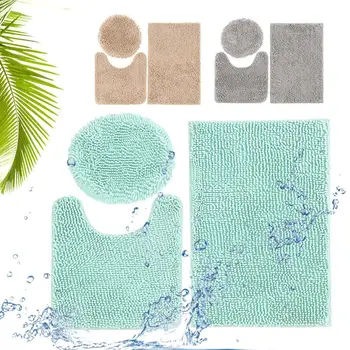 

3pcs Home Decor Bathroom Mat Set Soft Comfortable Toilet Seat Cushion Toilet Seat Cover Household Supplies Winter Portable