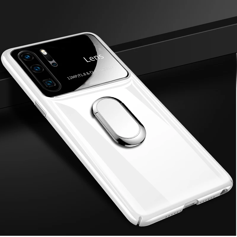 white Для huawei p30 Pro Чехол роскошные, жесткие, ПК с подставкой Кольцо Магнит тонкий защитный чехол для huawei p30 lite p30pro shell - Цвет: white