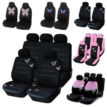 

Car Seat Covers Polyester Fabric Fashion Butterfly Embroidery AUTOYOUTH Full Set Universal Interior Accessories For peugeot 307