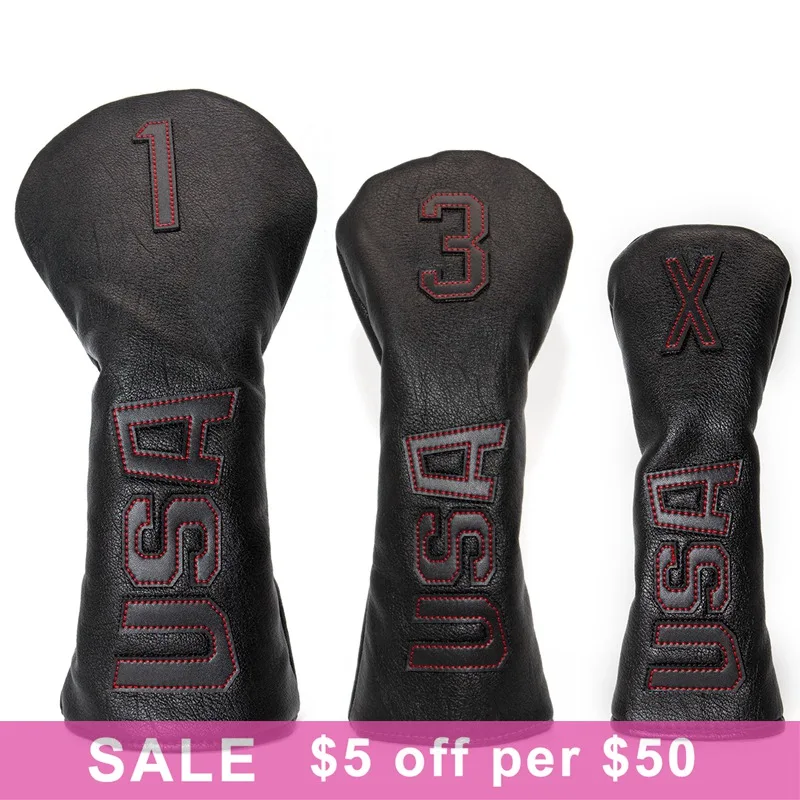 

Hot Sale Golf Club Headcover Set USA Amarica Golf Wood Cover 13X Driver Fairway Rescue Hybrid Headcovers with tag Free Shipping