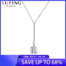 Xuping תכשיטי תליון כיכר צורת קריסטלים סברובסקי רומנטי שרשראות ילדה נשים חג המולד מתנות M96-40179(China)