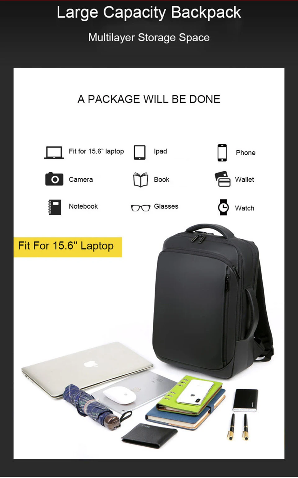 Mens USB Charging Backpack 14 15.6 inch Laptop Bags Male Business Bagpacks Waterproof Multifunctional Travel Backpack Man Bag (3)