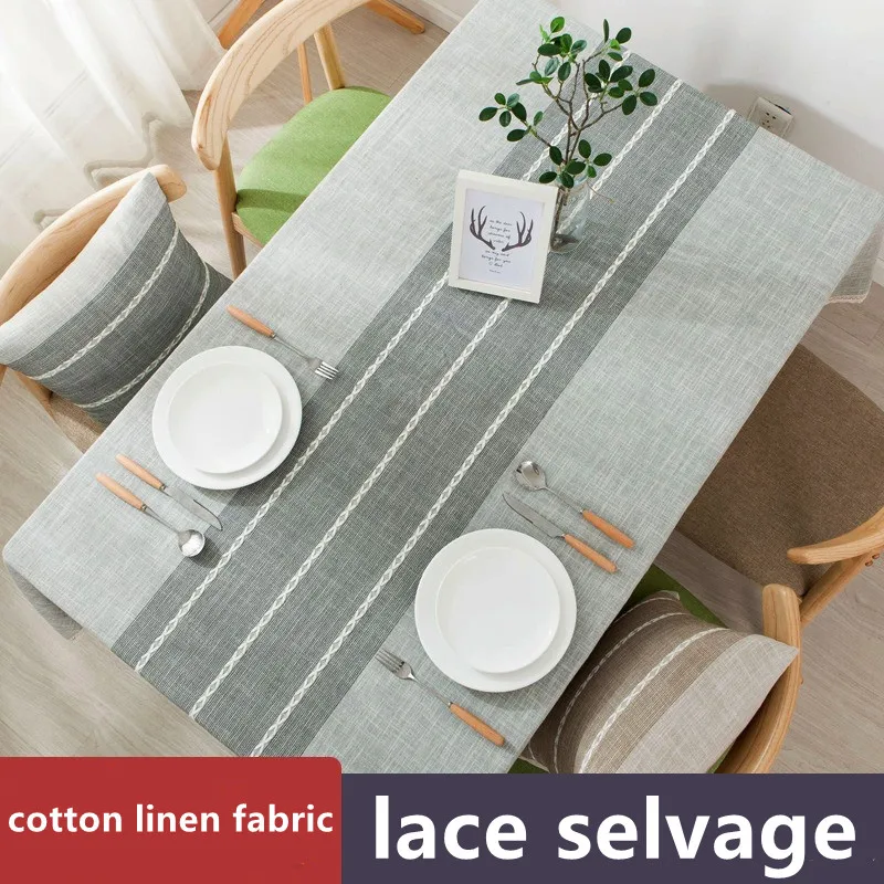 Rectangular Table Cloths Embroidery Cotton Linen Lace Tablecloth