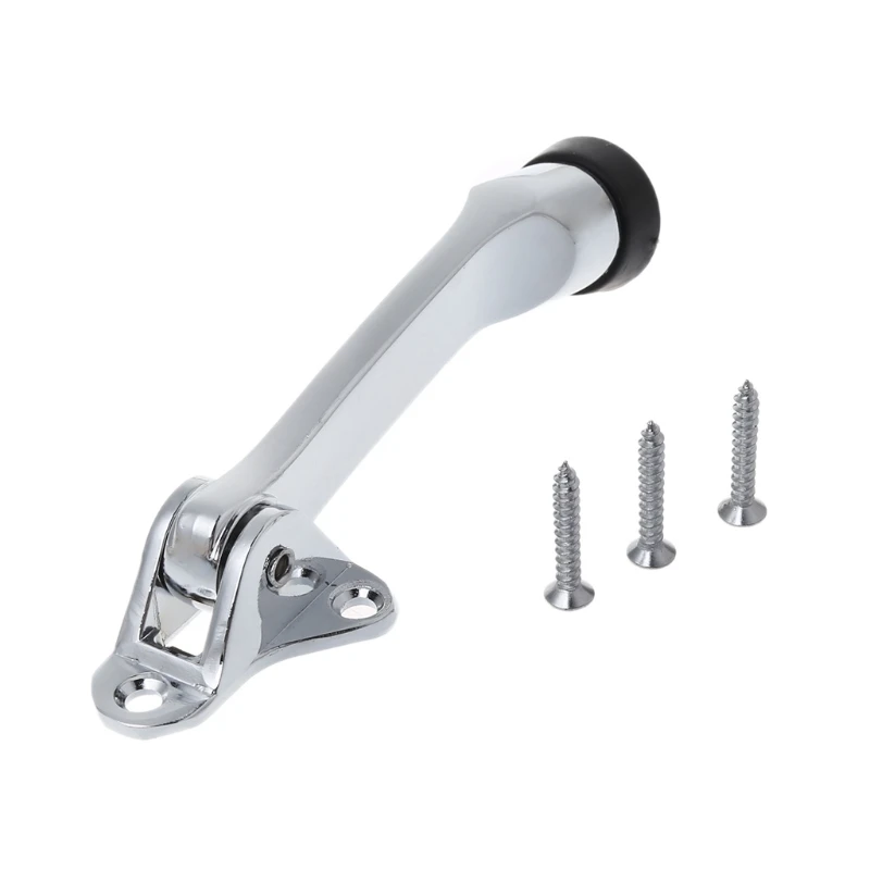Zinc Alloy Satin Chrome Lever Door Stopper With Rubber Feet Mounted Holder RXJB