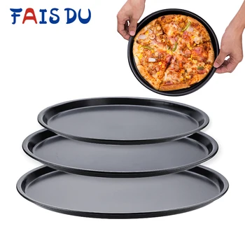 

3Pcs/Set Round Pizza Pan Carbon Steel Non-stick 9/10/12 inch Bakeware Baking Tools Accessories Easy to Clean