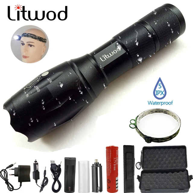 US $3.79 Litwod z25 Led flashlight T6/L2 Riding hunting lantern 5 switch Modes waterproof torch Zoomable for