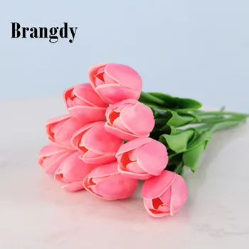 

10 Pcs Beauty Real Touch Flowers Tulips Flower Artificial Bouquet Fake Flower Bridal Bouquet Decorate Flowers For Wedding