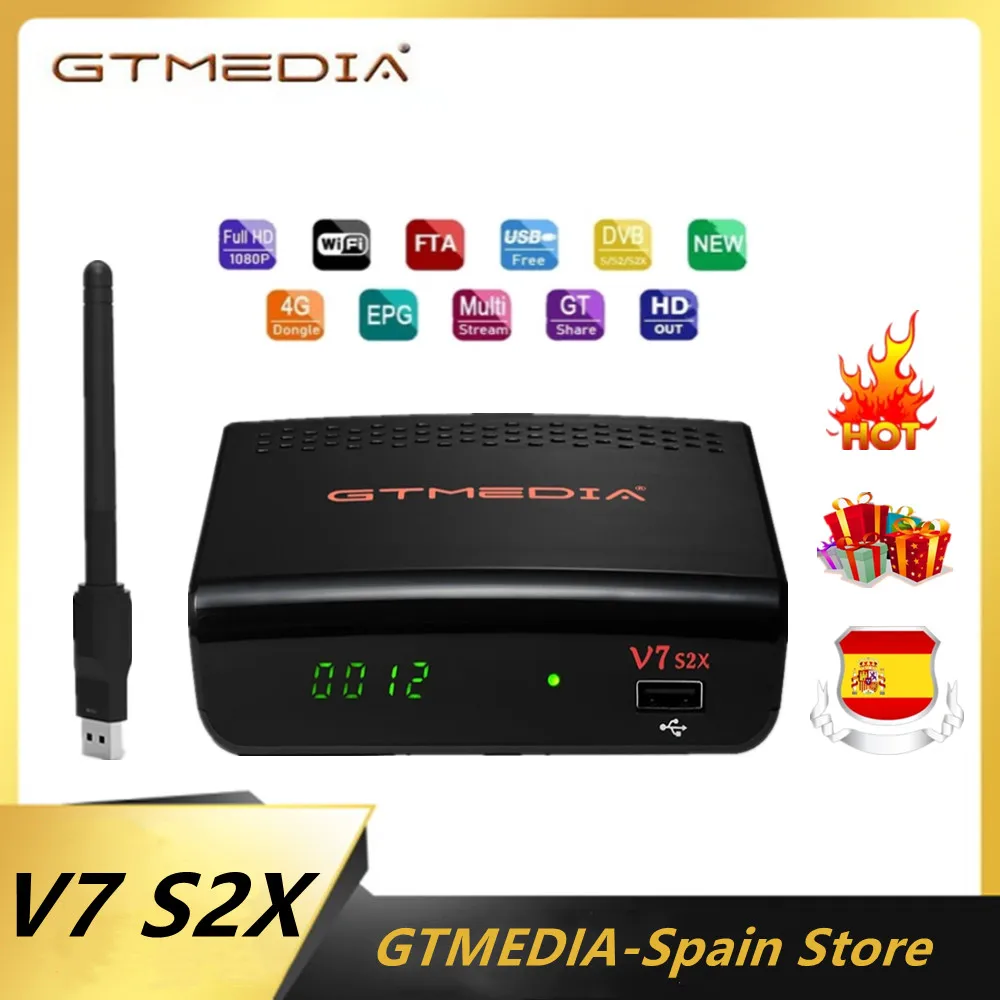 Hot DVB S/S2 Gtmedia V7 S2X Satellite Receiver Upgraded by GTmedia V7S HD USB WIFI Digital