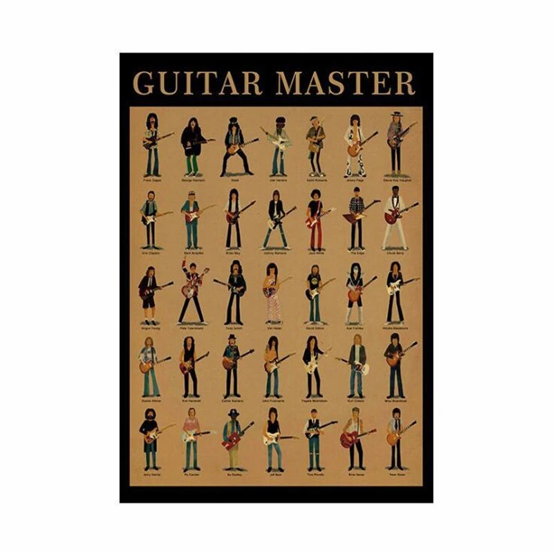 51x35cm Classic Guitar Master Vintage Poster Room Decoration Stickers Wall Art Posters Kraft Paper Cafe Bars Decor Sticker | Дом и сад