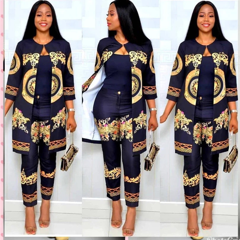 

New African Print Elastic Bazin Baggy Pants Rock Style Dashiki SLeeve Suit For Lady/women coat and leggings