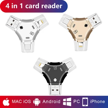 

Card Reader For iPhone Android Type-C USB 4 In 1 OTG Adapter Multi All In 1 card readers Connect U Flash Drive Mouse For IOS13