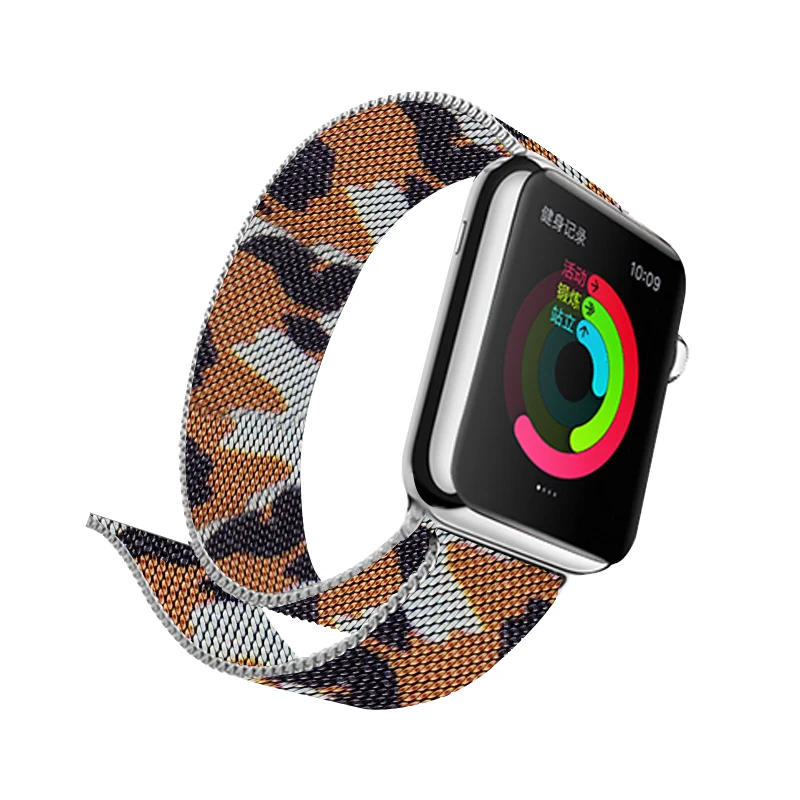 Серый леопардовый ремешок для часов 40 мм 44 мм для Apple Watch Series 4 магнитный ремешок из нержавеющей стали 38 мм металлический браслет 42 мм для Iwatch 2