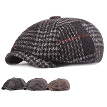 Зимние шапки, теплая шерстяная утолщенная Кепка Newsboy s для мужчин, винтажная восьмиугольная шапка, шапки детектива художника, ретро плоская кепка