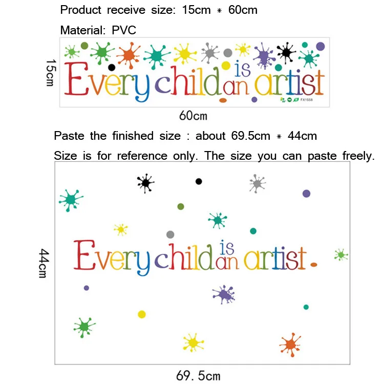 Каждый ребенок является художником Настенная Наклейка английский пословицы для детской комнаты украшения спальни домашний декор художественная роспись красочная наклейка s