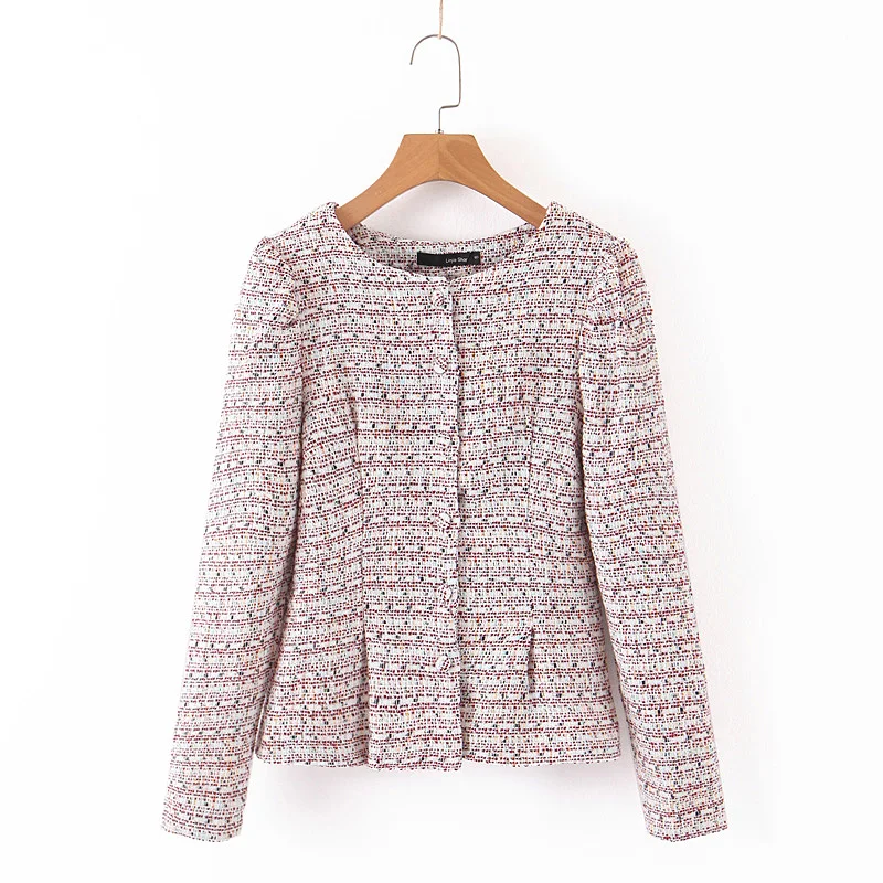 Женское шерстяное пальто в цветную полоску 2019 Модное Новое приталенное с