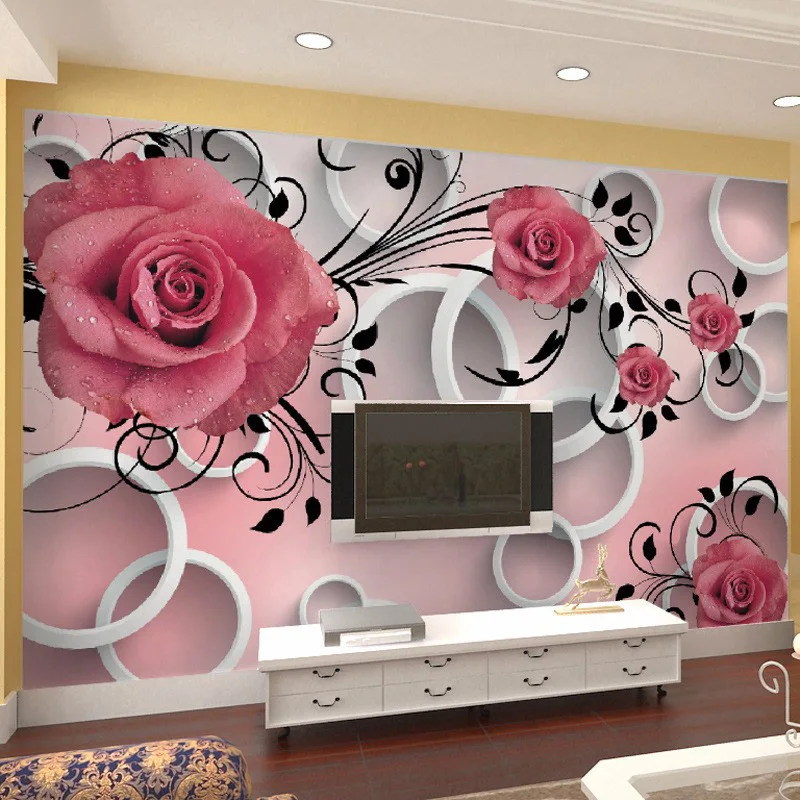 Photo-Wallpaper-3D-Stereo-Relief-Flower-Circle-Modern-Simple-Mural-Dining-Room-Living-Room-Sofa-TV (1)