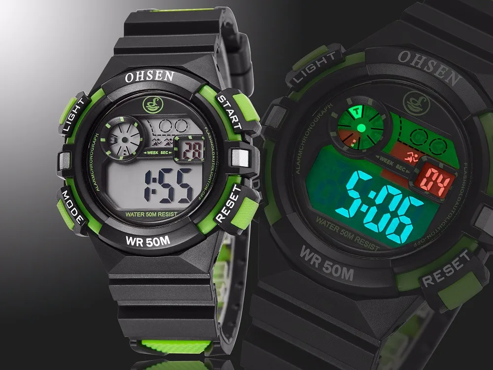 OHSEN Causal LED Digital Children Watch Kids Watches Girls Boys Sport Wristwatches Silicone LCD Watch Waterproof Alarm Date Gift