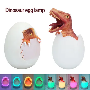 

New Creative 3D Small Dinosaur Lamp Night Light Dinosaur Egg Lamp Children's Ambience Light Remote Control Bedroom Bedside Lamp