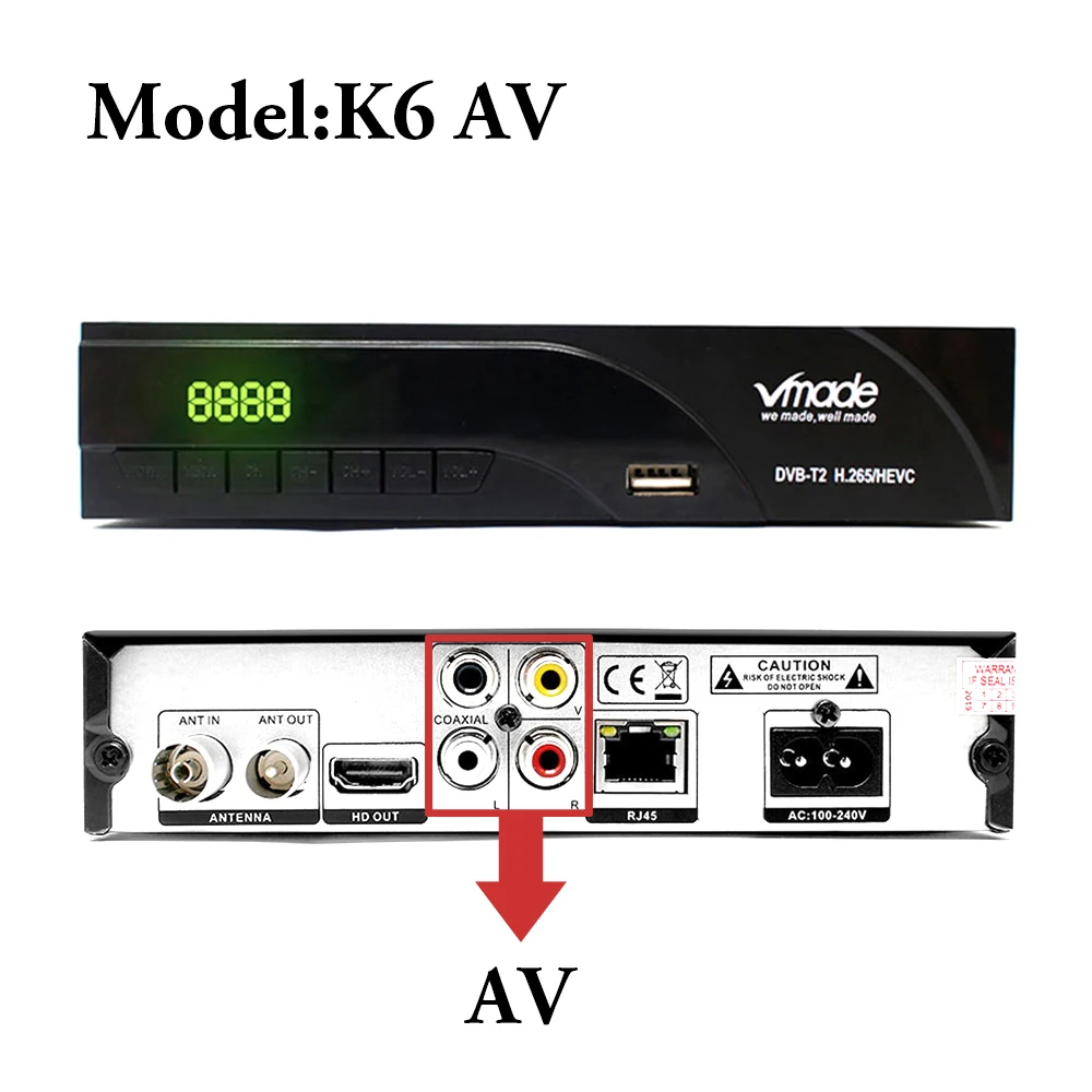 Черный Vmade DVB-T2/T Full HD 1080 P H.265 цифровой ТВ тюнер рецептор поддержка AC3 встроенный RJ45 сетевой наземный приемник телеприставка - Цвет: Черный