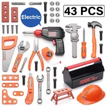 43 шт. детский набор инструментов игрушка набор ремонтных инструментов моделирование ремонтный инструмент скамейка коробка с инструментами детские головоломки винт