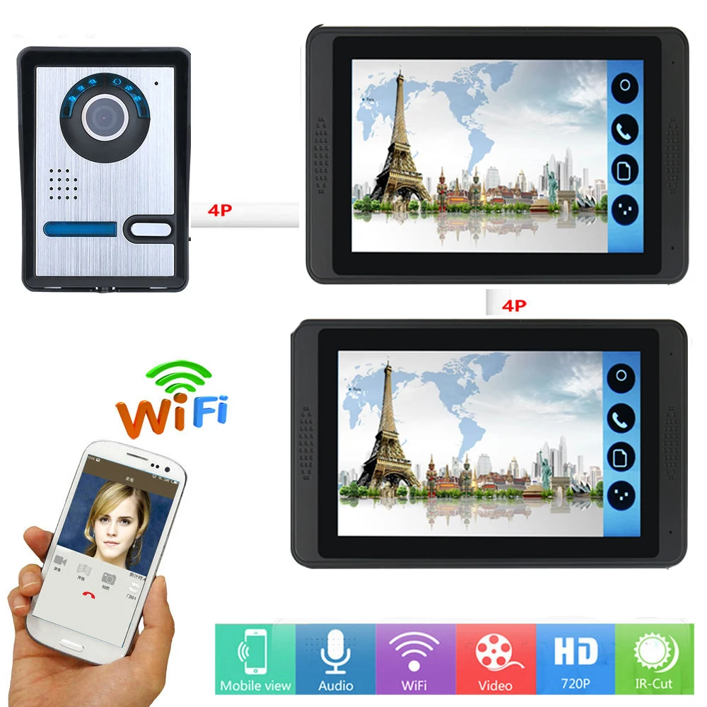 

SmartYIBA 7"WIFI Video intercom Kits IP Doorbell Door Phone APP Remote Unlock 1000TVL Recording Door Monitor Access System