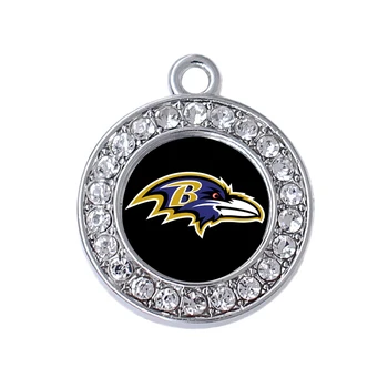 

Exquisite transparent enamel mirror Baltimore city football team label round metal charm