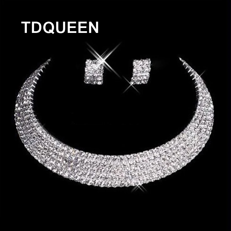 TDQUEEN ожерелье-чокер со стразами посеребренное ожерелье свадебное 5 ряд колье из горного хрусталя ожерелье для женщин