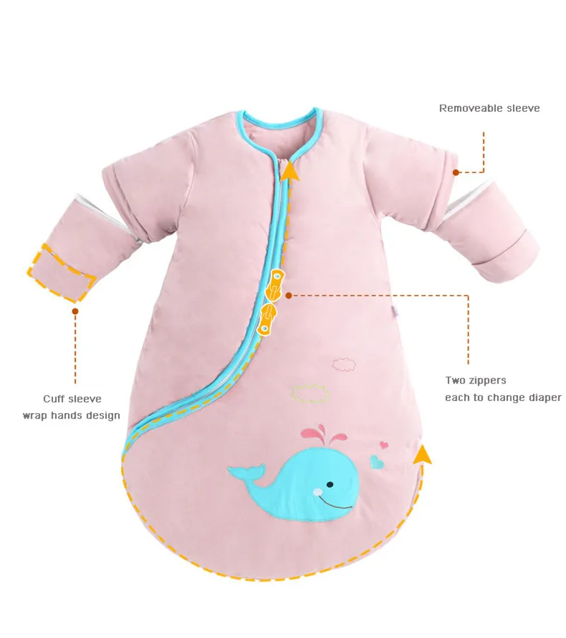 Winter M Winter newborn baby sleeping sack bunting kids sleepsack cotton anti-kicking quilt sleeping bag warm baby envelope sleeping bags - Цвет: Winter M
