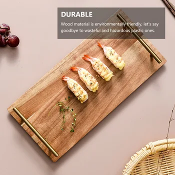 

Dessert Cake Plate Fruit Storage Tray Sushi Plate with Handle Log Color
