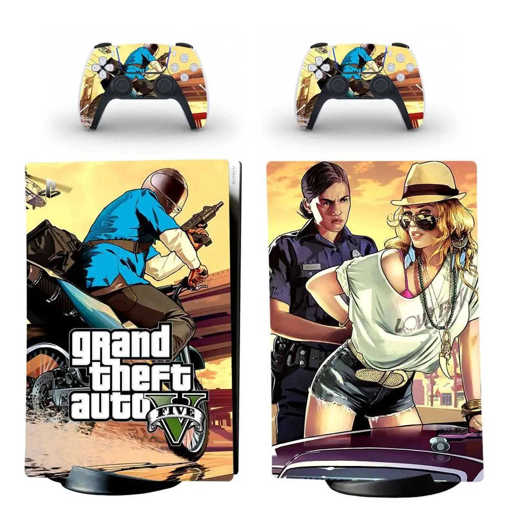 Grand Theft Auto V GTA 5 PS5 Digital Edition Skin Sticker Decal Cover for PlayStation 5 Console and Controllers PS5 Skin Sticker 