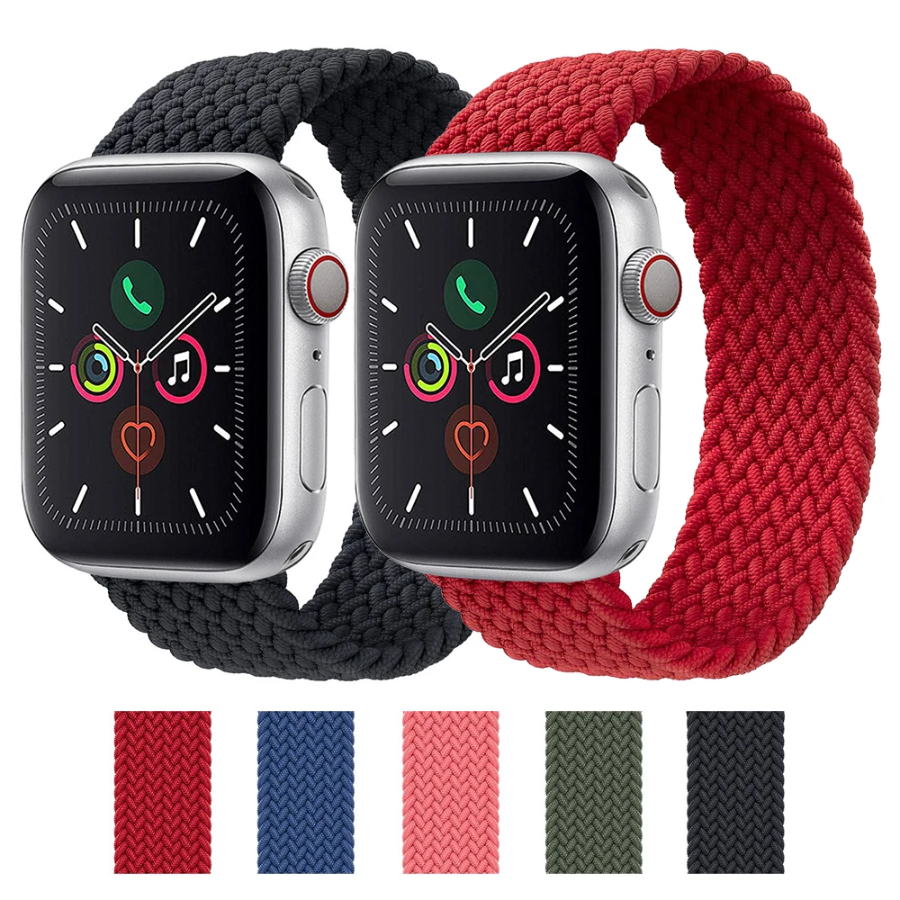 Ремешок из эластичной ткани для Apple Watch Series 6 5 4 3 2 1 SE, нейлоновый плетеный браслет для Iwatch 38 40 42 44 мм, 2021