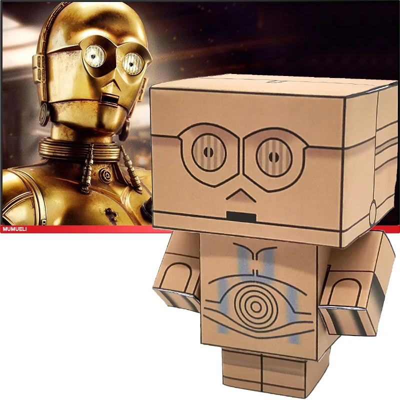 Без клея Звездные войны Робот C-3PO см.-Threepio мини 3D бумажная модель бумага ремесло Фильм рисунок DIY Cubee дети взрослые ремесло игрушки CS-044