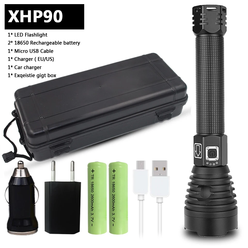 Package C XHP90 Новое поступление самый мощный светодиодный фонарик usb фонарь с зумом 18650 26650 перезаряжаемая батарея ярче чем xhp70.2 xhp70 xhp50 - Испускаемый цвет: Package C