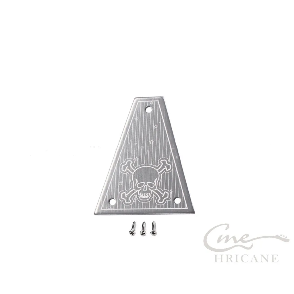 

Silver Alloy with Skull Print Triangle Skull Head Electric Guitar Truss Rod Cover Plate W/ Screws Set Guitar Accessories
