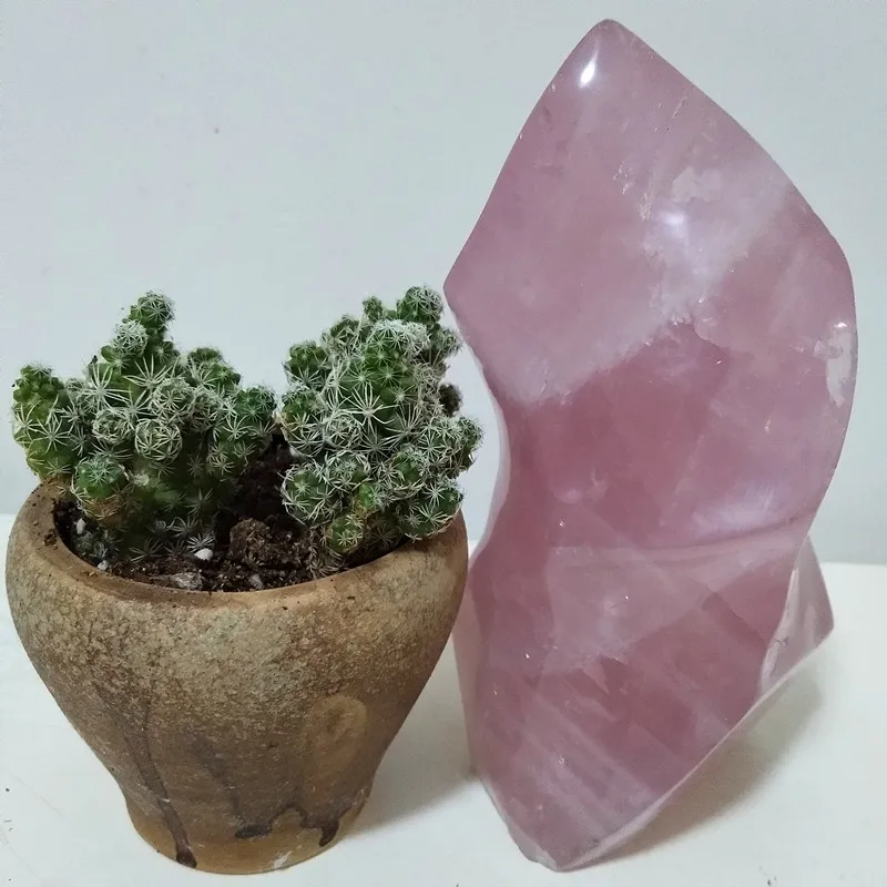 Большой натуральный розовый кварц пламя украшения дома мороженое Камень Чакра целебные кристаллы