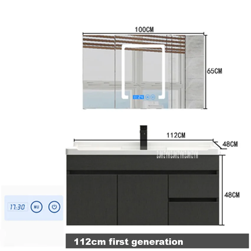 1st generation 112cm 509 82/92/102/112/122cm Solid Wood Wall Mounted Cabinet Modern Bathroom Multifunctional Defog Lighting Smart Mirror Cabinet 220V - Цвет: 1st generation 112cm