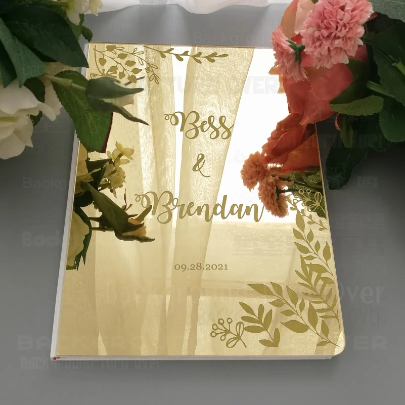 Wedding Personalized Guest Book Guestbook Names Date Engrave Carve Mirror Blank Favor Gifts Photo G028