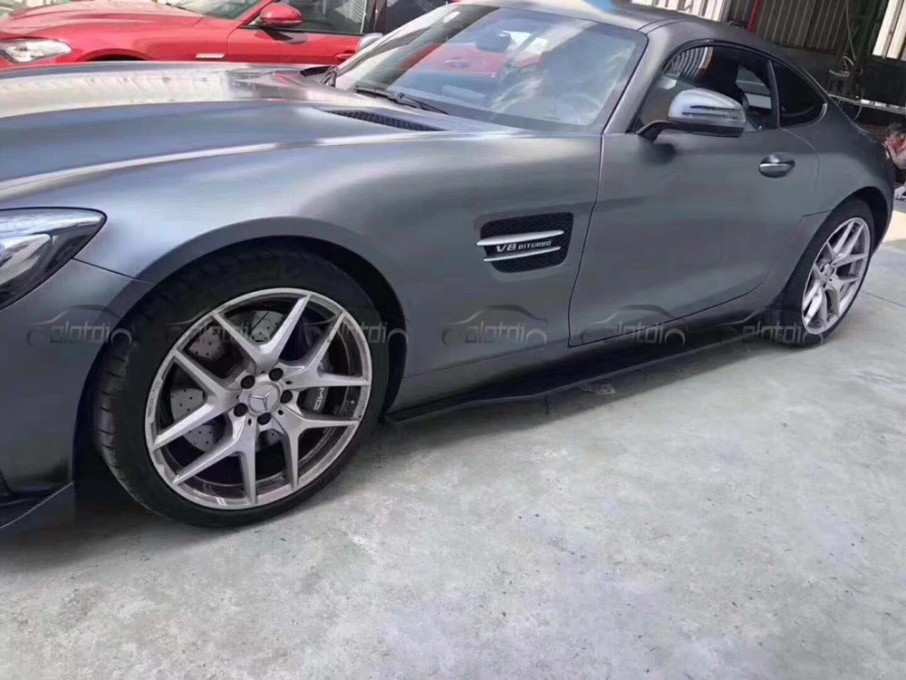 Для Mercedes BENZ C190 AMG GT GTS R Стиль стайлинга автомобилей Реальные углеродного волокна боковые юбки расширение спойлер